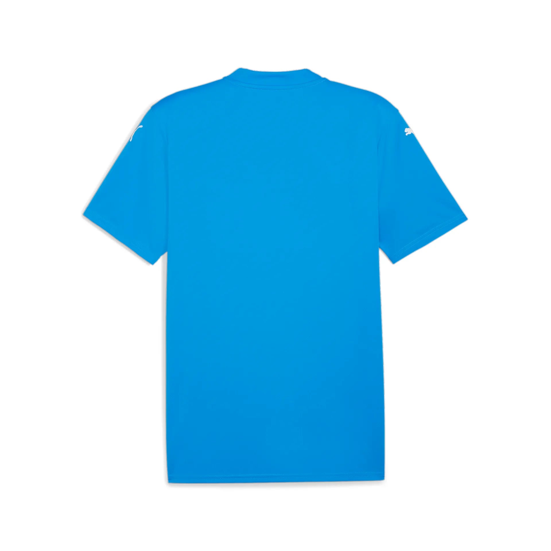 Das teamGLORY Trikot in Electric Blue Lemonade ist von hinten auf weißem Grund abgebildet und besteht aus 100% recyceltem Polyester für ein atmungsaktives Tragegefühl.