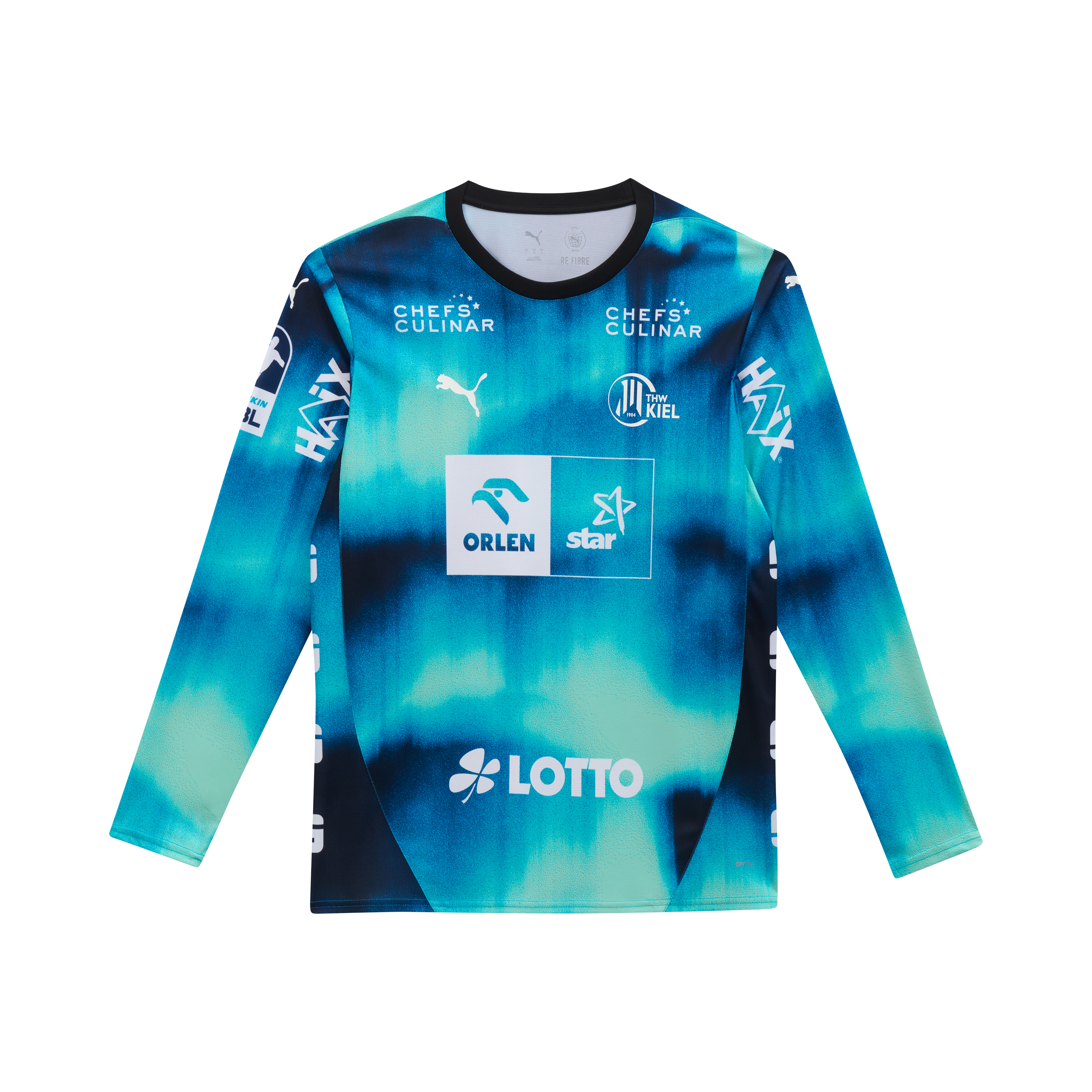Das THW Kiel 25-26 GK Trikot Home von PUMA kommt in Marineblau mit Sponsorenlogos und verfügt über ein Mannschaftswappen auf der oberen linken Brust für einen authentischen Look.