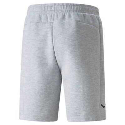 Rückansicht der teamFINAL Casuals Shorts in Hellgrau mit elastischem Bund, Seitentaschen und einem kleinen schwarzen Logo auf dem linken Bein.