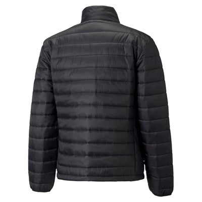 Die teamLIGA Light Jacket Black ist eine schwarze, gesteppte Übergangs-Jacke mit horizontalen Steppnähten, hohem Kragen, langen Ärmeln und schlichtem Design - perfekt zum Überziehen. Die Rückenansicht unterstreicht den schlichten und doch modernen Look.