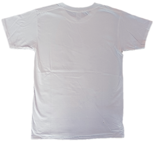 Ein T-Shirt Hein Daddel weiß aus 100% Baumwolle liegt flach mit der Rückseite nach oben, ohne sichtbare Logos, Designs oder Markierungen.