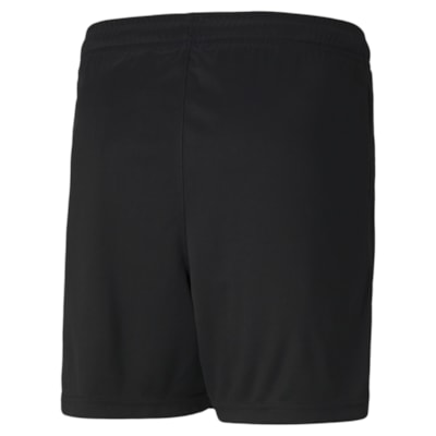Ein Paar teamRISE Trainingsshorts Jr in PUMA-Schwarz, von hinten gesehen, mit einem elastischen Bund und einem schlichten, schnörkellosen Polyester-Design.