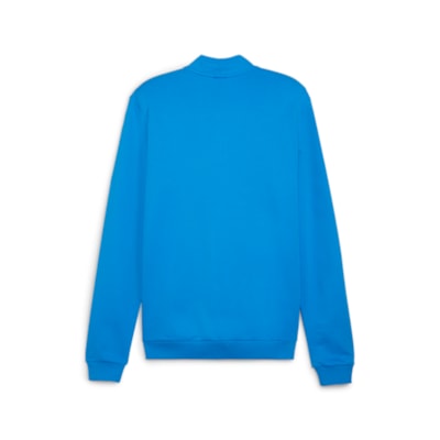 Das teamGOAL Casual Tracktop in Ignite Blue mit langen Ärmeln und schlichtem Design zeigt sich von hinten auf weißem Grund.