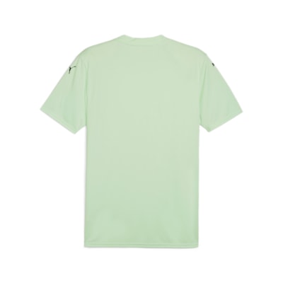 Das teamGLORY Jersey Jr Fresh Mint ist ein hellgrünes, atmungsaktives Kurzarmshirt, das von hinten gezeigt wird. Es hat kleine schwarze Logos auf jedem Ärmel und keine anderen sichtbaren Muster oder Designs.