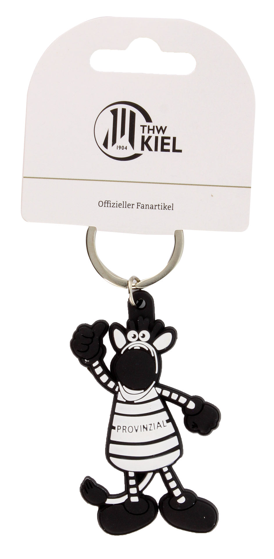 Zeigen Sie Ihren Stolz auf den THW Kiel mit dem Schlüsselanhänger "Hein Daddel" schwarz-weiß - mit Maskottchen Hein Daddel im gestreiften Provinzial-Hemd, auf einer gebrandeten Verpackung mit dem THW Kiel Logo. Ein Muss für treue Fans!.