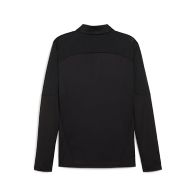 Das teamFINAL Training 1/4 Zip Top Black ist von hinten abgebildet und zeigt ein schlichtes Design ohne sichtbare Logos oder Muster - ideal für das Training und aus bequemem Polyestermaterial.